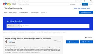 paypal asking for bank account log in name & passw... - The eBay ...