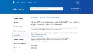 I tried different passwords and still couldn't log in to my PayPal account ...