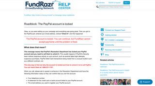 Roadblock: The PayPal account is locked – FundRazr Help Center