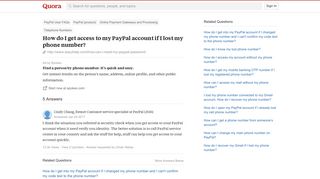 How to get access to my PayPal account if I lost my phone number ...