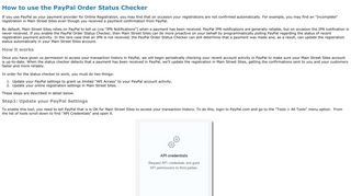 How to use the PayPal Order Status Checker - Main Street Sites