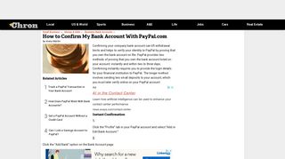 How to Confirm My Bank Account With PayPal.com | Chron.com