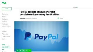 PayPal sells its consumer credit portfolio to Synchrony for $7 billion ...