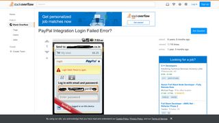 PayPal Integration Login Failed Error? - Stack Overflow