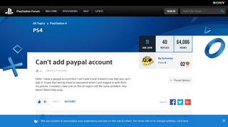 Can't add paypal account - PlayStation Forum