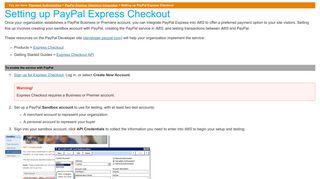 Setting up PayPal Express Checkout