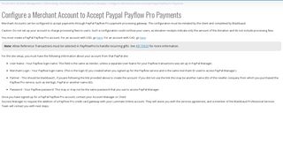 Configure a Merchant Account to Accept Paypal Payflow Pro Payments