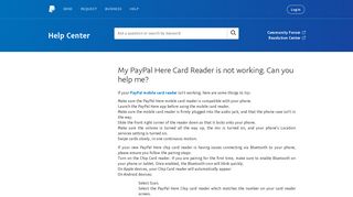 My PayPal Here Card Reader is not working. Can you help me?