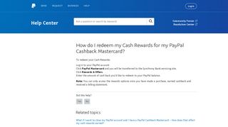 How do I redeem my Cash Rewards for my PayPal Cashback ...
