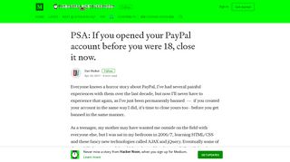 PSA: If you opened your PayPal account before you were 18, close it ...