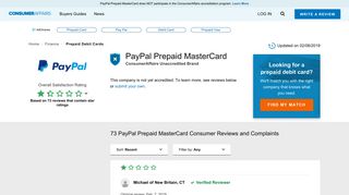 Top 72 Reviews and Complaints about PayPal Prepaid MasterCard