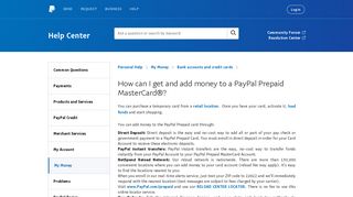 How can I get and add money to a PayPal Prepaid MasterCard®?
