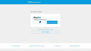 Log In - PayPal Prepaid Mastercard