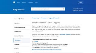 What can I do if I can't I log in? - PayPal