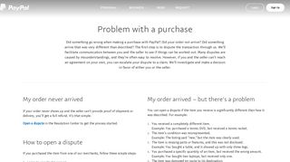 Solving problems with a PayPal purchase - PayPal