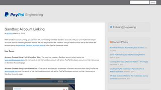 Sandbox Account Linking | PayPal Engineering Blog