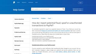 How do I report potential fraud, spoof or unauthorized ... - PayPal