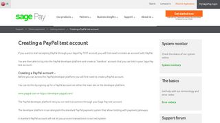 Creating a PayPal test account - Sage Pay