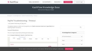PayPal Troubleshooting - Timeout - KashFlow