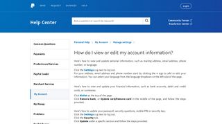 How do I view or edit my account information? - PayPal