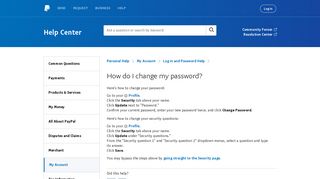 How do I change my password? - PayPal