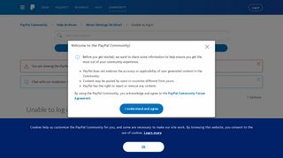 Unable to log in - PayPal Community