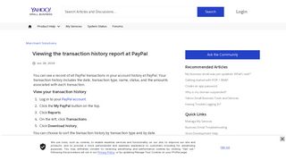 Viewing the transaction history report at PayPal