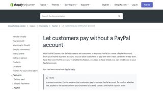 Let customers pay without a PayPal account · Shopify Help Center