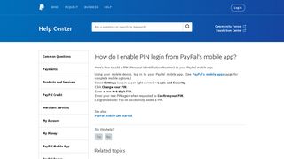 How do I enable PIN login from PayPal's mobile app?