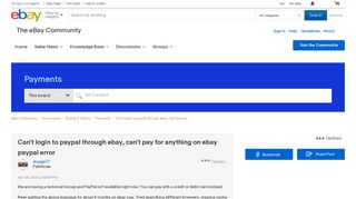Can't login to paypal through ebay, can't pay for - The eBay Community