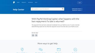 With PayPal Working Capital, what happens with the loan repayment if ...