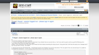 Paypal - session logged out - please sign in again - Zen Cart