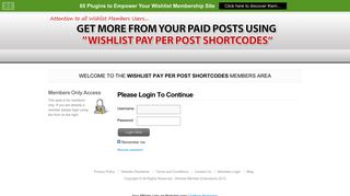 Members Login - Wishlist Pay Per Post Shortcodes