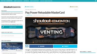 Pay Power Reloadable MasterCard - Shoutout Edmonton