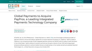 Global Payments to Acquire PayPros, a Leading Integrated Payments ...