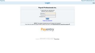 Payroll Professionals Inc. - Login - Payentry