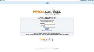PAYROLL SOLUTIONS INC - Login - Payentry