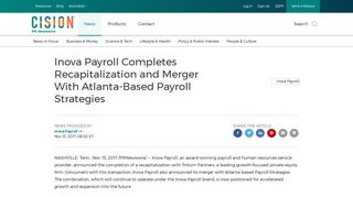 Inova Payroll Completes Recapitalization and Merger With Atlanta ...