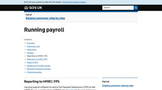 Running payroll: Reporting to HMRC: FPS - GOV.UK