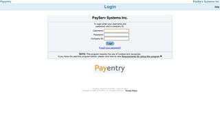 PayServ Systems Inc. - Login - Payentry