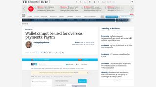 Wallet cannot be used for overseas payments: Paytm - The Hindu