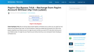 Paytm Otp Bypass Trick - Recharge from Paytm Account Without Otp ...