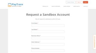 Request a Sandbox Account | PayTrace - gateway to happy
