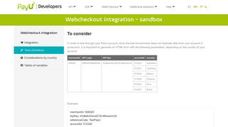 Sandbox - PayU Integrations. - PayU Latam