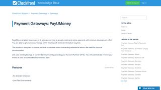 Payment Gateways: PayUMoney – Checkfront Support