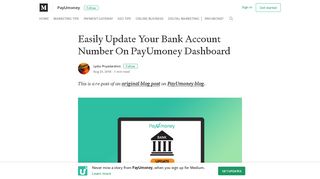 Easily Update Your Bank Account Number On PayUmoney Dashboard