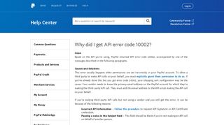 Why did I get API error code 10002? - PayPal