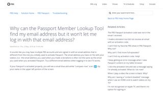 Why can the Passport Member Lookup Tool find my email ... - PBS Help