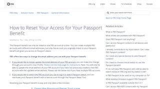 How to Reset Your Access for Your Passport Benefit : PBS Help