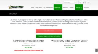 PBSO Inmate Visitation Locations, Registration and Scheduling